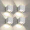 FUPE 4 Stücke Wandleuchte aussen/Innen Wandlampe LED Außenwandleuchten IP65 Wasserdichte Moderne Weiß 12W 4000K Natürliches Licht Wandleuchte Quadrat Aluminium Strahlwinkel Einstellbar
