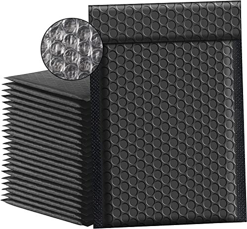 Luftpolsterumschläge Versandtaschen Luftpolster 13 x 18cm Gepolsterte Briefumschläge Bubble Mailers Selbstversiegelnde für Versand Verpackung und Aufbewahrung 50Stk (13 * 18cm, Schwarz)