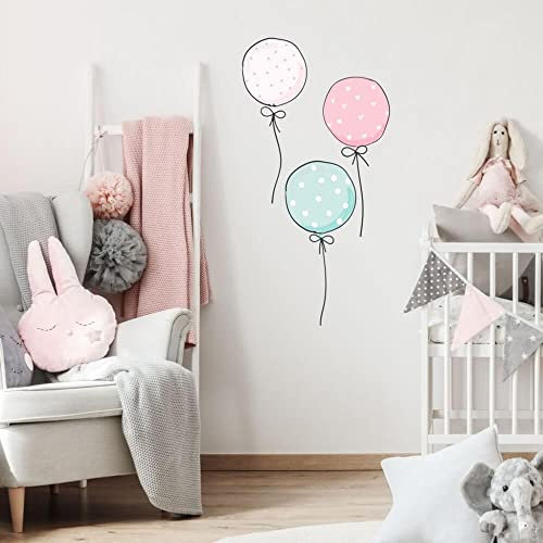 INSPIO Wandtattoo Luftballons Wandsticker Kinderzimmer Deko Babyzimmer (Nr. 6 - Mint-rosa)