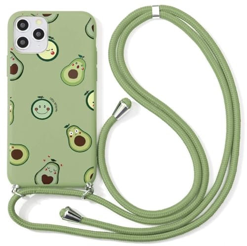 ZhuoFan - Carcasa con cordón para iPhone 14 Pro MAX 6,7 con diseño de Aguacate Case, Aesthetic Silicone Case con Collar Ajustable Cuerda Flexible TPU a Prueba de Golpes Funda Protectora para Mujeres
