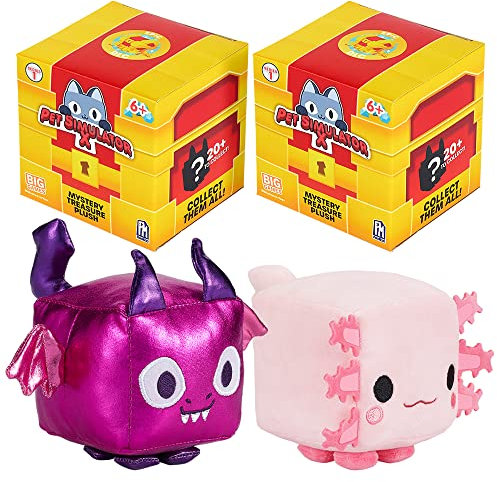 PET SIMULATOR X – Mystery Pet Treasure Plüsch, 2er-Pack (zwei 10,2 cm hohe Plüsch, Serie 1) [inkl. DLC]