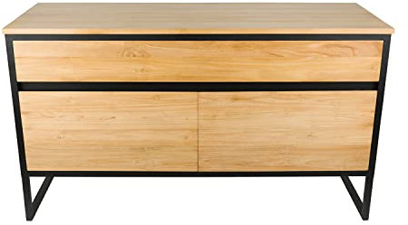 wohnfreuden Waschtisch-Unterschrank 140 cm für Aufsatzwaschbecken Waschbecken-Unterschrank Teakholz Bad-Schrank Samurai