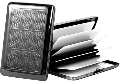 EYIDADAE Porta carte di credito con schermatura in metallo, sottile, RFID, portafoglio da viaggio per uomini e donne, Nero , 6 slots, Rétro