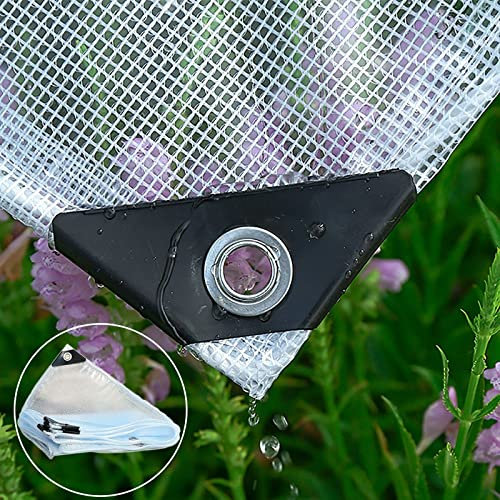 LCYFBE 5m x 8m Bâche Translucide imperméable, bâche Durable résistante aux intempéries avec Oeillets, auvents Pliables en PVC pour Jardins, Serre, Plantes, bâche de Toit pour Animaux