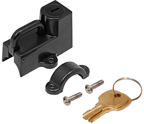 Riloer Candado universal para manillar de moto en cromo negro con 2 llaves para diámetro de 22 – 32 mm