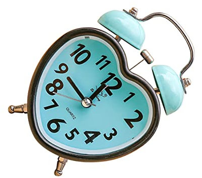 ORFOFE 1stück Kreative Herzform Metall Wecker Mit Nachtlicht Ringglocken-wecker Für Schlafzimmer Und Studenten Batterie Farbe Zufällig