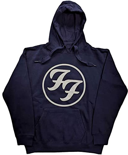 Foo Fighters Hoodie FF Band Logo Official Unisex Navy Blue Pullover