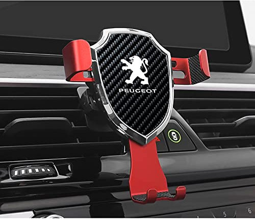 KECKS Support Téléphone Voiture, pour Peugeot 308 307 206 208 207 3008 508 407 2008 5008 406 Ventouse Réglable Support Rotation Un Bouton de Libération,Red