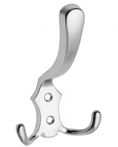 MS Beschläge zeitlos schöner Kleiderhaken Wandhaken Garderobenhaken Huthaken Türhaken Mantelhaken aus Zamak Garderobenzubehör Metallhaken (Chrom matt)