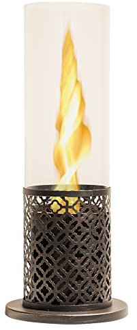 Bioethanol-Kamin Tischkamin TOLOSA Schwarz Gold D20 x H49,5 Innen Außen