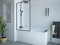 Vente-unique-Mampara para bañera negro mate estilo industrial - 80 x 140 cm - Cristal templado - BRADENTON