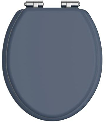 Heritage Maritime Blue Toilet Seat with Soft Close Chrome Hinges