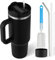 Aurldpio 40oz Tumbler with Handle and Straw, Thermos Mugs with Lid, Large Travel Mug Coffee Cup for Hot/Cold Drinks Insulated Stainless Steel Water Bottle,Gifts for Women and Men- Black