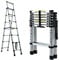 Aluminium Ladder 8FT, 6+7 Telescoping Extension Ladder, A-Frame Folding Ladder Heavy Duty Lightweight Step Ladder, 330lb Load Capacity, Anti-Slip Feet, Wide Step, for Lamp Repair, Clean