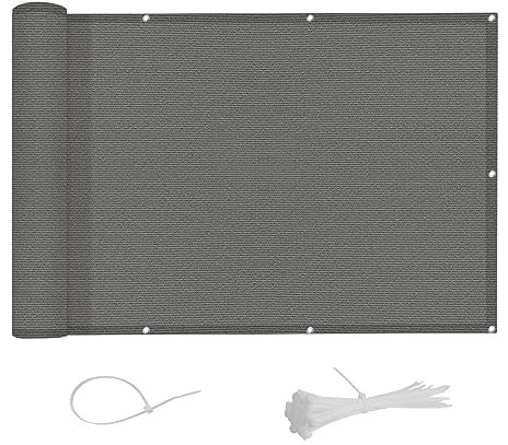 AXT SHADE Balkon Sichtschutz Wetterfest 100x500cm HDPE Balkonverkleidung Balkonabdeckung Balkonbespannung Blickdichte Windschutz und UV-Schutz mit Kabelbinder für Balkongeländer-Anthrazit