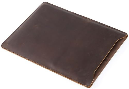 AIGUONIU Laptophülle aus echtem Leder für MacBook Pro & Air Fit 12, 13, 14 Zoll (35,6 cm), Vintage-Leder-Tablet-Innentasche, Kaffeebraun, PW-DN02, PW-DN02