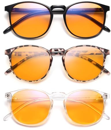 IBOANN Blue Light Blocking Glasses Women/Men, Round Fashion Retro Frame, Vintage Fake Eyeglasses with Clear Lens…, *A1 Light Black, Leopard and Transparent, Medium