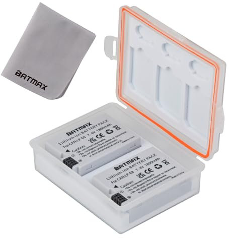 Batmax 2Pcs LP-E8 Battery with Battery Storage Case Compatible with Canon Rebel T3i, T2i, T4i, T5i, EOS 600D, 550D, 650D, 700D, Kiss X5, X4, Kiss X6i, Kiss X7i Digital Camera