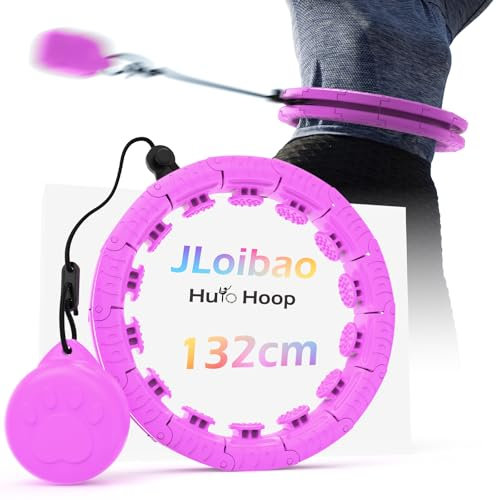 JLoibao Smart Hula Hoop Reifen Erwachsene Zum Abnehmen, 24-Stufiger Infinity Hula-Hoop (77-132cm) Mit Gewich Kugel, Einstellbar Fitness Leise Abnehmen Ausrüstung, für Anfänger und Kinder (Violett)