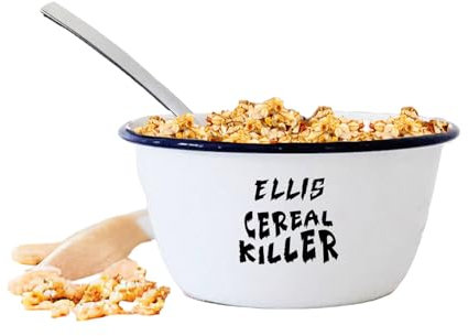 Personalised Engraved Cereal Bowl, Enamel, Snack Pot Cereal Killer, Cerealsly, Gift For Him Her, Fathers Mothers Day, Daddy, Stocking Filler