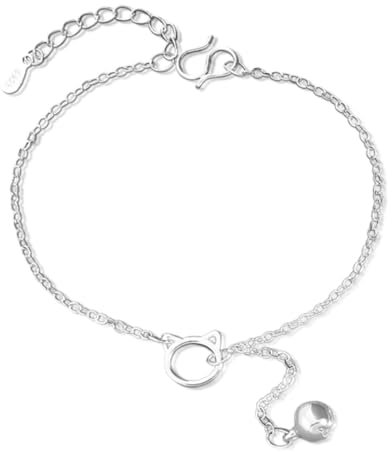 LEEQ Niedliche Katze Armband - Layered Armband Doppelt Kettenarmband Damen Silber 925, Das Geschenke für Frauen, Charms Personalisierter Schmuck, Einstellbar ArmbäNder für Frau Edelstahl