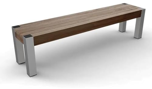 Teako Design Edelstahl Teakholz Bank Cancano Massivholz, Verschiedene Größen, wetterfest, robust, für Garten und Terrasse, Outdoorbank, Massivholz, Stabil (150 cm)