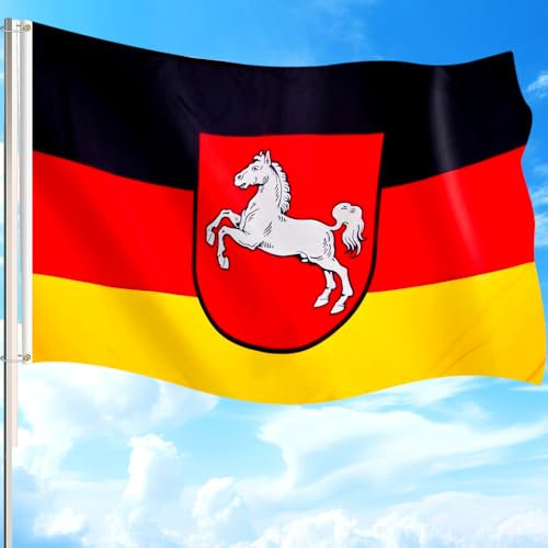 HPMAISON Niedersächsische Flagge 90 * 150cm Konföderierte Staaten mit Messingösen Leuchtende Farben Polyester WM-Parade Feiertags Dekorationen
