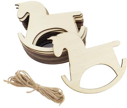 Xonzmmk 30 Pack 4 Inch Wood Rocking Horse Crafts Unfinished Wood Rocking Horse Cutouts Wooden Rocking Horse Hanging Ornaments DIY Rocking Horse Craft Gift Tags for Home Party Decoration Craft Project