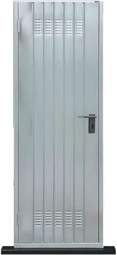 Porta da Cantina in Acciaio Zincato Reversibile con Maniglia e Cilindro - Porta Multiuso per Garage, Cantina in Acciaio, Sicurezza e Durabilità. (80 x 200 cm)