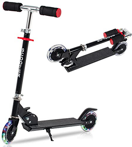 Scooter für Kinder von 5 bis 12 Jahren，Hinterradbremse，2-rädriger Kinder Roller Scooter mit Leichten Beleuchteten Rädern und Böhenverstellbarem Lenker, Faltbare Scooter Kinder