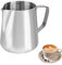 Milchkännchen, Handheld 304 Edelstahl Aufschäumkännchen, Milchkanne mit Messung Mark 12oz 350ml Barista, Milch Pitcher für Cappuccino, Latte Art,Espresso, Perfekt für Kaffeeliebhabe, Silber