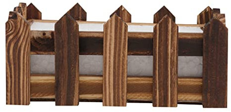 MERRYHAPY 1stück Grüner Pflanzen Blumentopf Aus Holz Mit Gartenzaun Dekorativer Pflanzer Für Innen Und Außen Für Blumenarrangements Und Sukkulenten