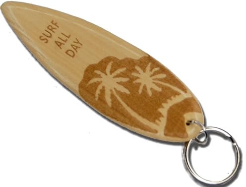 AXLorange Mini planche de surf Hawaii Porte-clés en bois avec inscription, environ 10 x 3,2 cm, marron, 10.0 Zentimeter X 3.2 Zentimeter