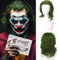 Perücke Herren Perücke Grün für Kurz Grün Perücken Locken Clown PerückeGrüne,Makeup Gesichtsfarbe *3,Tattoo-Aufkleber,Schwarze Haarnetz,für Halloween Fasching Karneval Kostüm Party