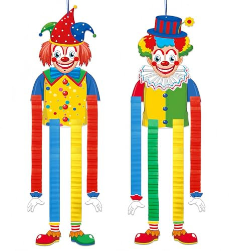 2 Stück Clown Banner Karneval Clown Deko Hängend Tür Wand Retractable Fußanhänger Karneval Deko Fenster Geeignet für WäNde,Fenster,Türbehänge usw