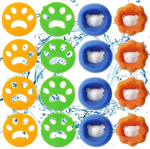 16pcs Tierhaarentferner Waschmaschine, Wiederverwendbarer Tierhaarentferner, Katzenhaarentferner, Hundehaare Entfernen, FusselbäLle Waschmaschine Für Hundehaare Und Katzenhaarentferner Waschmaschine