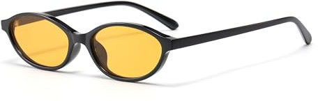 WDZAYXC Retro ovale Rechteckige Sonnenbrille für Damen Herren,Klassische Vintage Brille,UV400 Schutz (Schwarz/Orange)