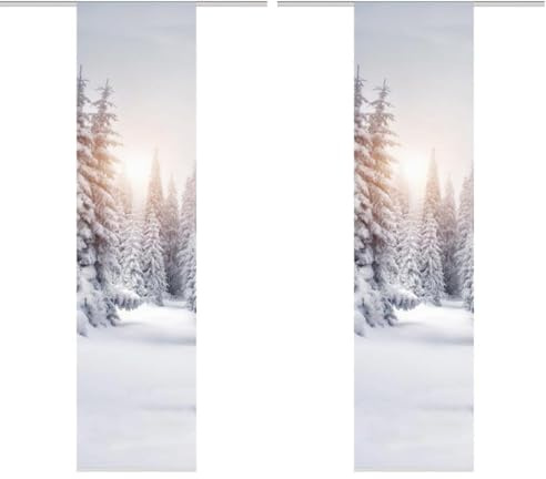 Home Fashion Wintersonne Schiebevorhang, Weiß, 245 x 60 cm (Packung mit 2)