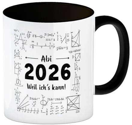speecheese Kaffeebecher in schwarz Abi 2026 weil ich es kann für Abschluss | lustiger Spruch für Schüler Tasse