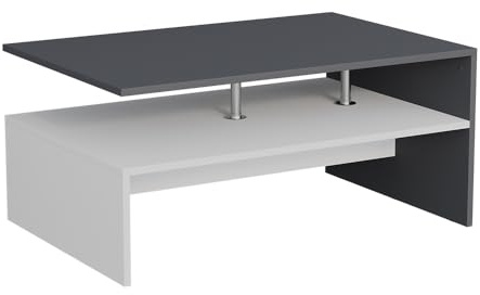Vicco Couchtisch Amato, Anthrazit/Weiß, 90 x 52.6 cm | mit Ablagefläche unter der Tischplatte zur Aufbewahrung
