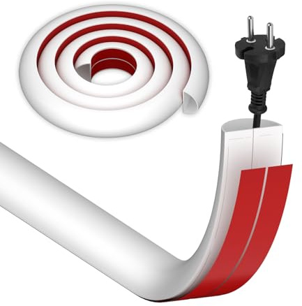 HEMENTEC Cache Cable Sol Bois, 1mx15mm Petit Canal de câble Flexible, Goulotte Passe Câble Sol PVC, Passe Cable Sol Cache Fil Électrique Sol Auto-Adhésif pour Bureau Maison entrepôt Concert, Blanc