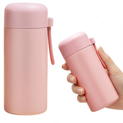 Pink Mini Thermos Flask 320ml - Small Insulated Bottle for Hot Drinks & Milk, Leak-Proof Stainless Steel Vacuum Flask for Handbag, Travel