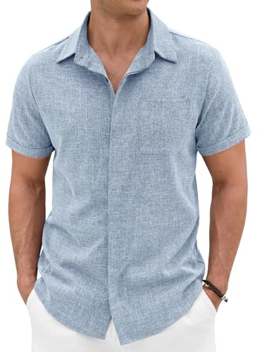 Xnova Chemise Homme Manches Courtes avec Boutons Cachés, Chemisette de Couleur Unie Professionnel et Décontracté été Haut Confortable (Gris 02, L)
