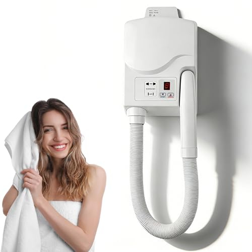 Wall-mounted Full Body & Hair Dryer, Safe Bathroom Installation With Shaver Socket, 5 Heat Levels With Digital Display, Ionic Post-bath Body Dryer, For Hotels/gyms/spas