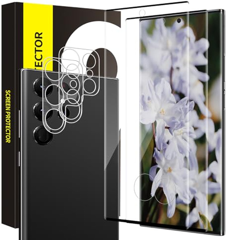 Bodyguard 2+2 Pièce Verre Trempé pour Samsung Galaxy S23 Ultra 5G Film[Dureté 9h Anti Rayures Vitre Protection+Caméra Verre] [Sans Bulle] [Tactile sensible] 0,33mm HD Claire S23 Ultra Protection Écran