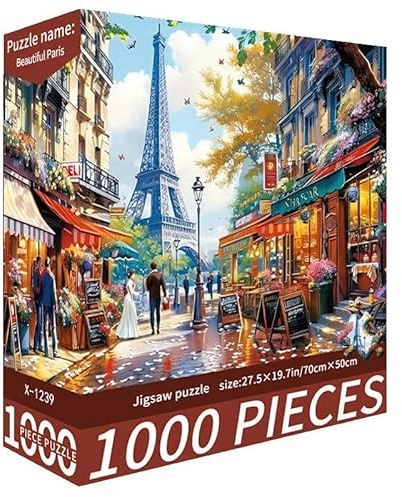 1000 Piece Jigsaw Puzzles for Adults, Charming Paris Scenery Theme Jigsaw Puzzle 70x50cm, Challenging Puzzle Game for Men Women Family Leisure and Home Decoration