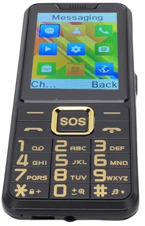 Eacam Téléphone Portable 4G pour Personnes âgées, Téléphone Portable pour Personnes âgées, Gros Bouton, écran HD de 2,6 Pouces, SOS, 2500 MAh, Annonces Vocales, Lampe de Poche Latérale (Noire)