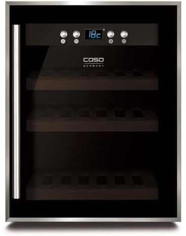 Caso Winesafe 12 Black - Design Weinkühlschrank für bis zu 12 Flaschen (bis zu 310 mm Höhe), eine Temperaturzone 5-20°C, Getränkekühlschrank, Energieklasse G