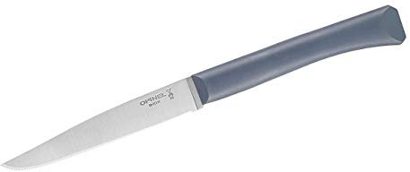 Opinel Bon Appetit+ Tafelmesser - Sandvik Stahl 12C27 - rostfrei - Mikrozahnung - anthrazitfarbener Polymergriff, Blau