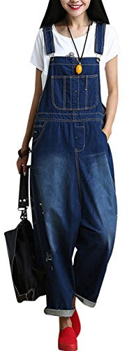 Youlee Donna Annata Denim Tuta Giarrettiere Pantaloni Stile 3 Blu
